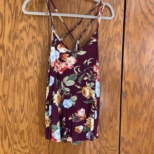 Maroon Floral Tank Top